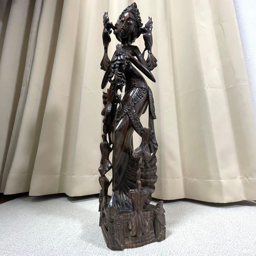 バリ島　木彫り　女性像　彫刻　黒檀　アンティーク　置物