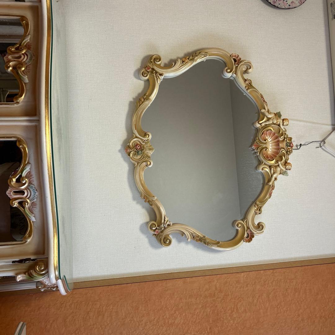ロココ調　鏡　ピンク