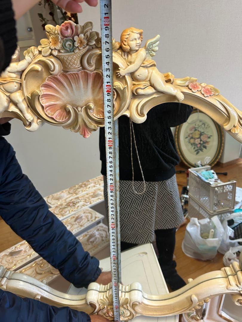 ロココ調　鏡　ピンク