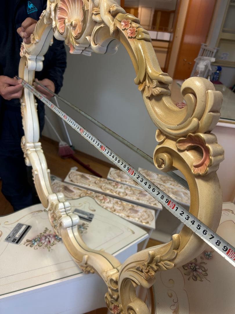 ロココ調　鏡　ピンク