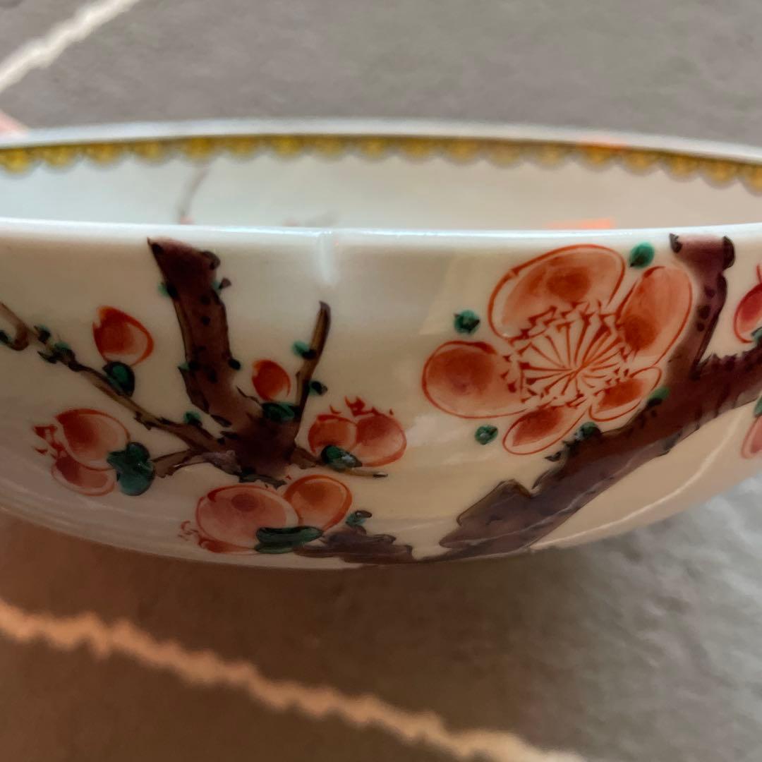 梅の花と小鳥の波型皿 木箱付き 九谷焼 - メルカリ