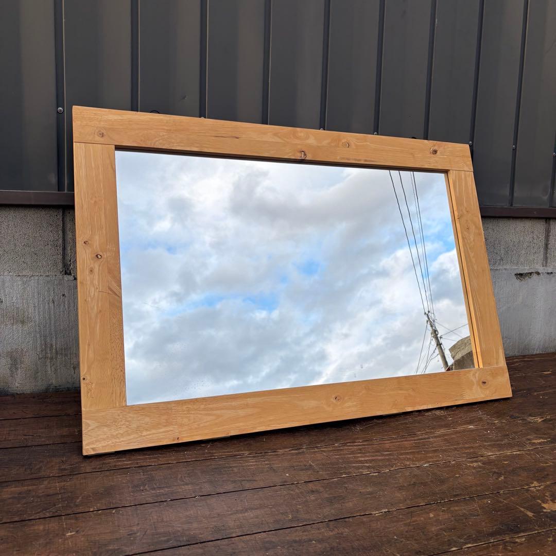 C3 北欧レトロ パイン材 木製カウンターテーブルドレッサー 鏡台スツールセット