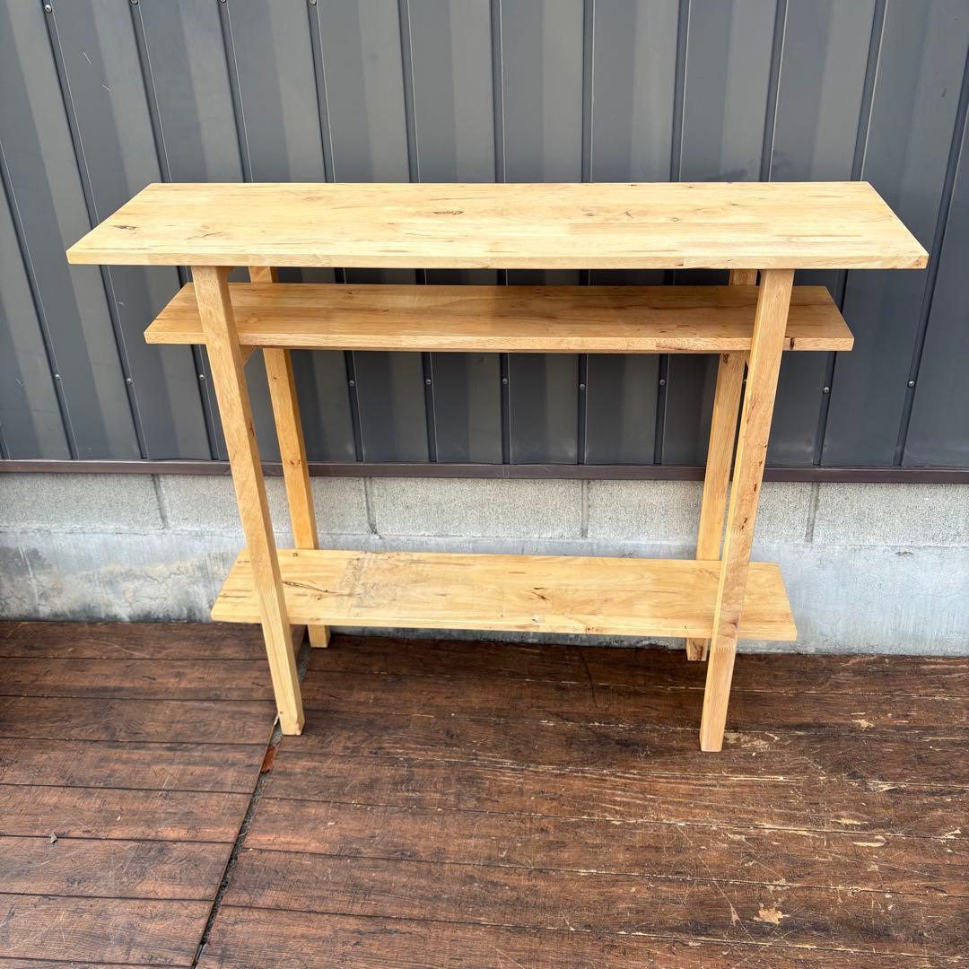 C3 北欧レトロ パイン材 木製カウンターテーブルドレッサー 鏡台スツールセット