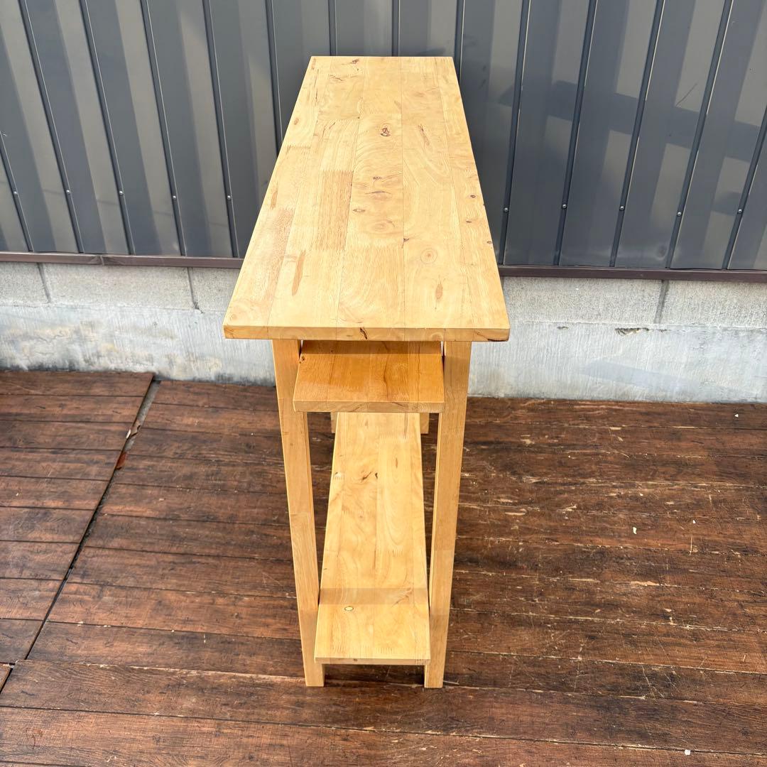 C3 北欧レトロ パイン材 木製カウンターテーブルドレッサー 鏡台スツールセット