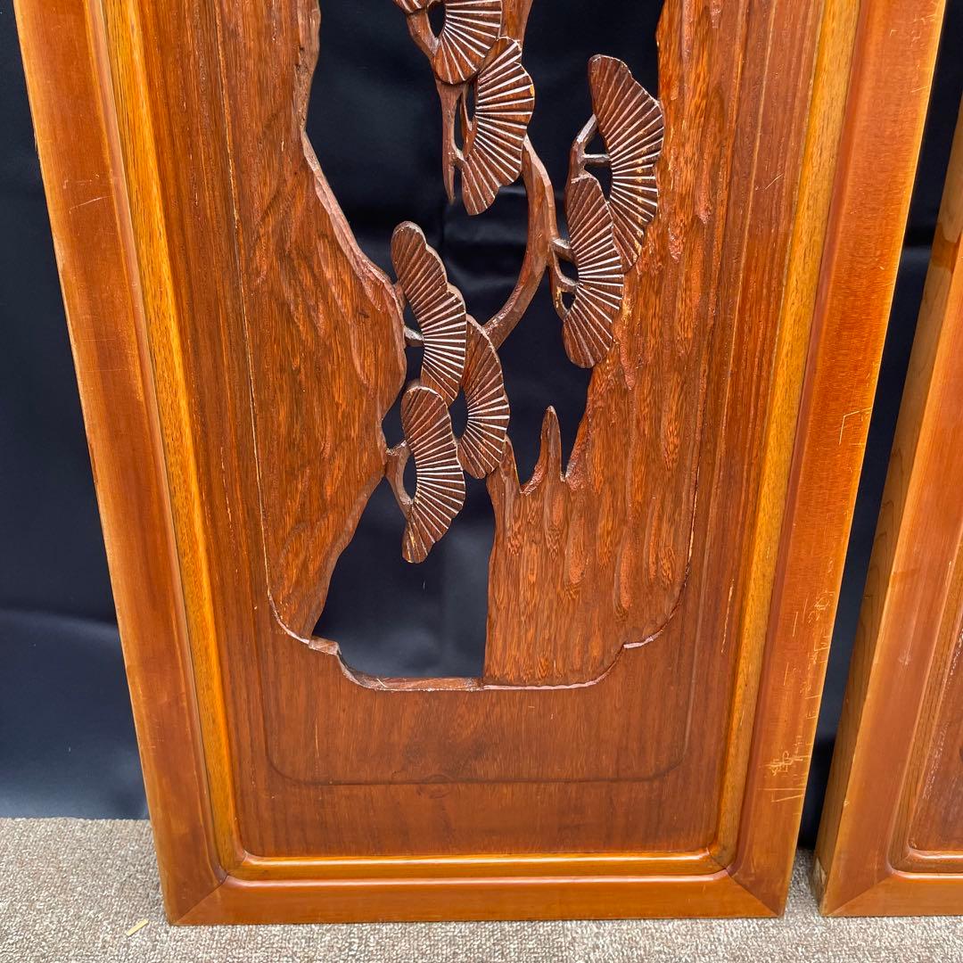 【送料込‼︎土日発送】欄間　2枚セット　レトロ　昭和　和室　手彫り