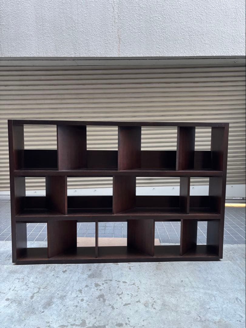 ダークブラウン オープンシェルフ レコード棚