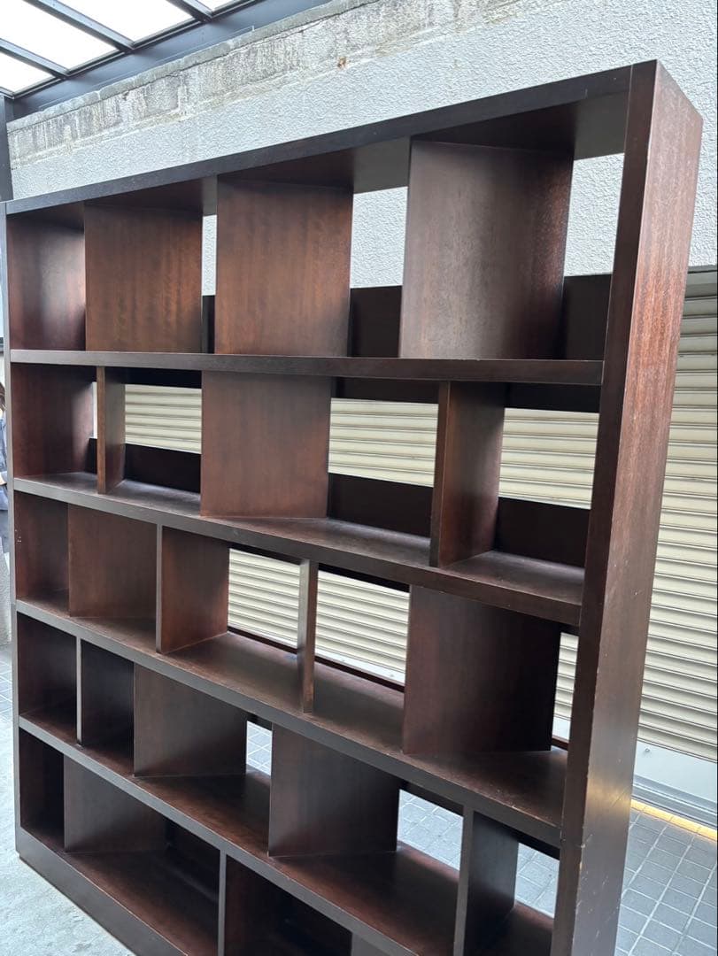 ダークブラウン オープンシェルフ レコード棚