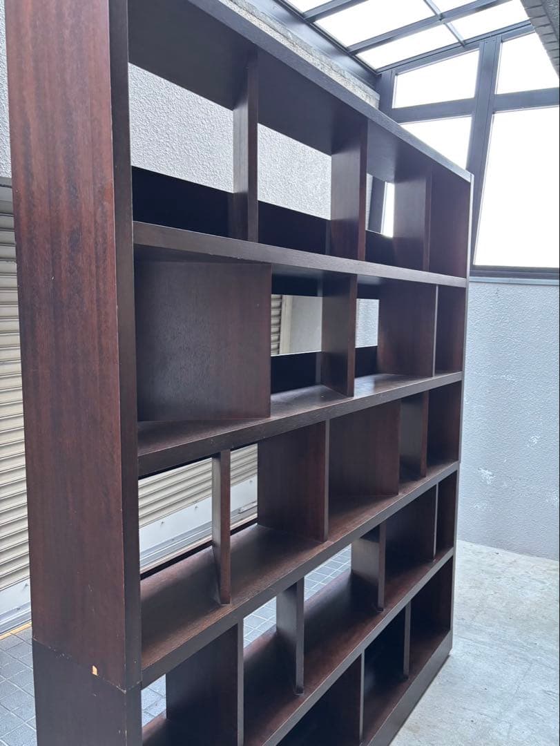 ダークブラウン オープンシェルフ レコード棚