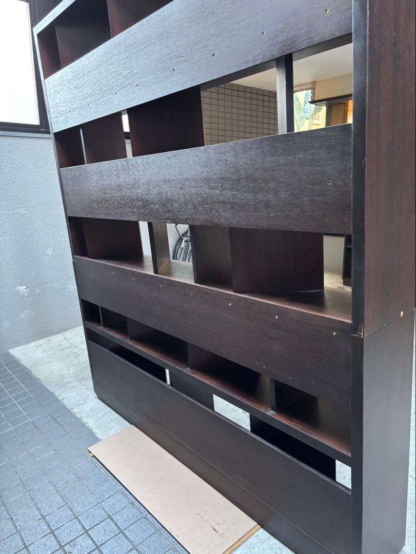 ダークブラウン オープンシェルフ レコード棚