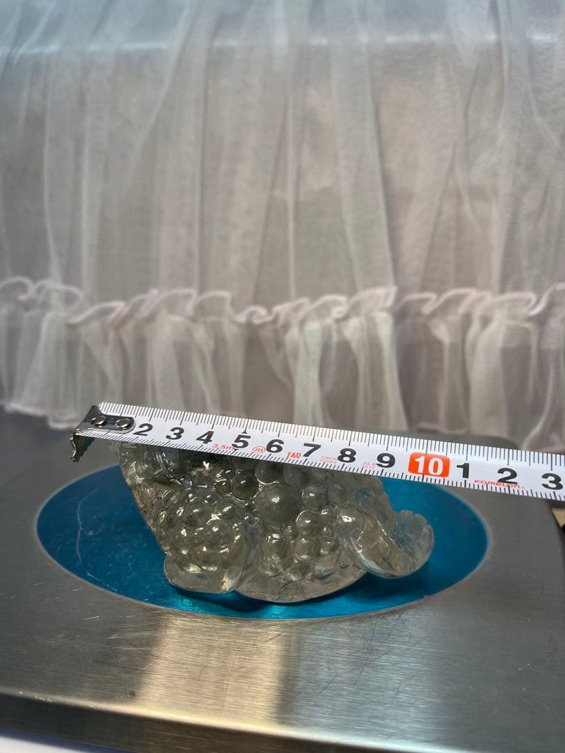 天然石 緑幽霊　ファントム水晶ゼニガエル 金蟾 手彫り　置物 原石　大きい　綺麗