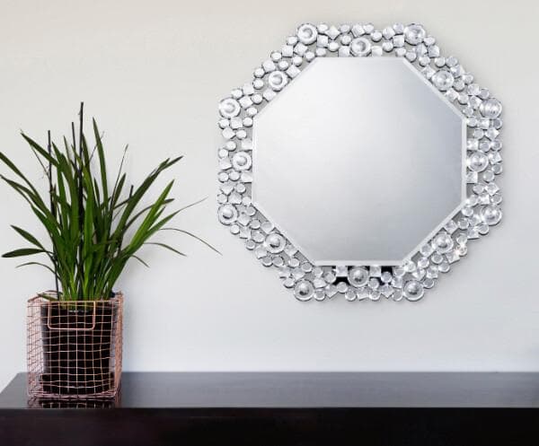 八角ミラー　クリスタル　風水　八角形　インテリア　卓上　壁掛け　装飾豪華