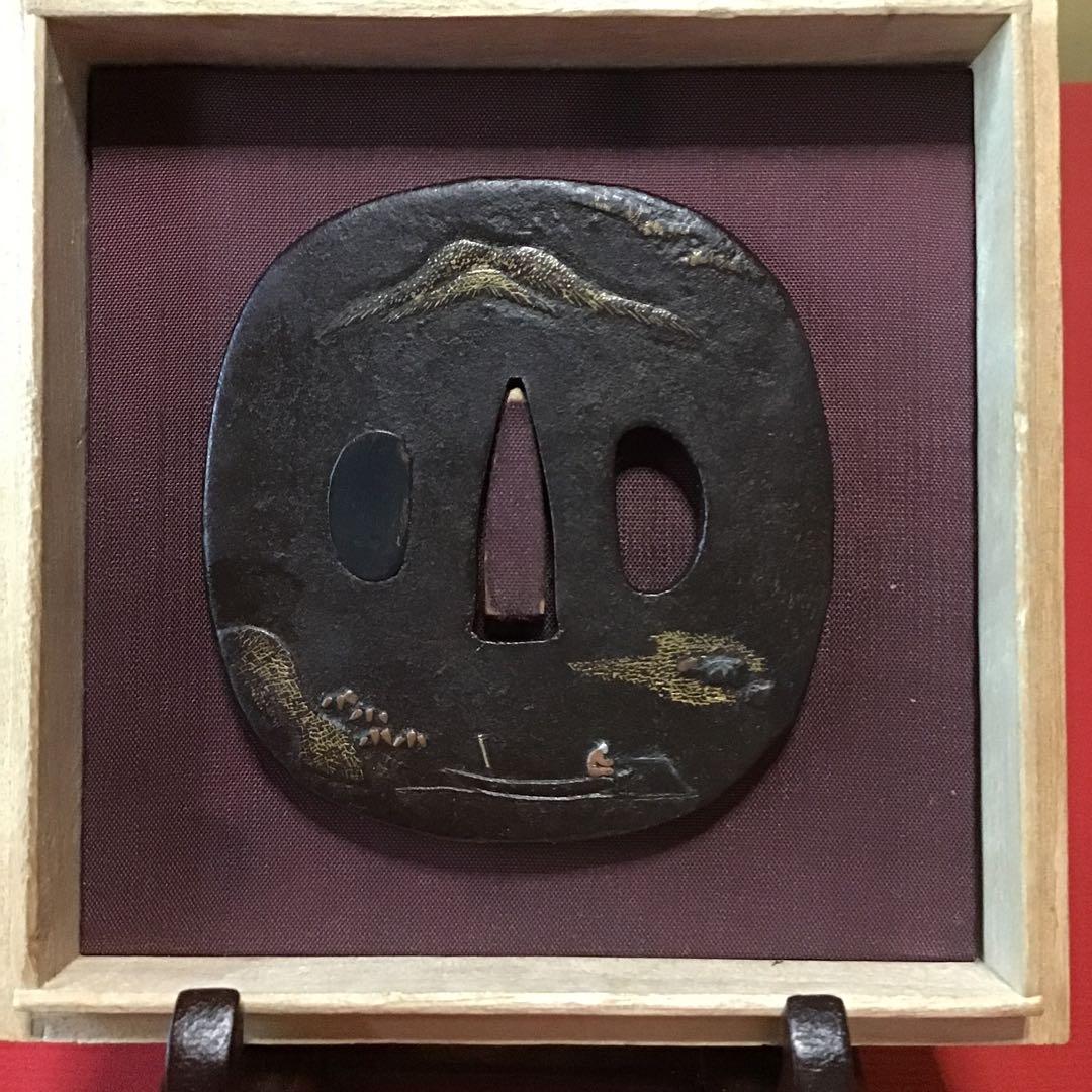 若芝鍔 在銘 (若芝)肥前 金布目象嵌 山水釣図 名品 - メルカリ