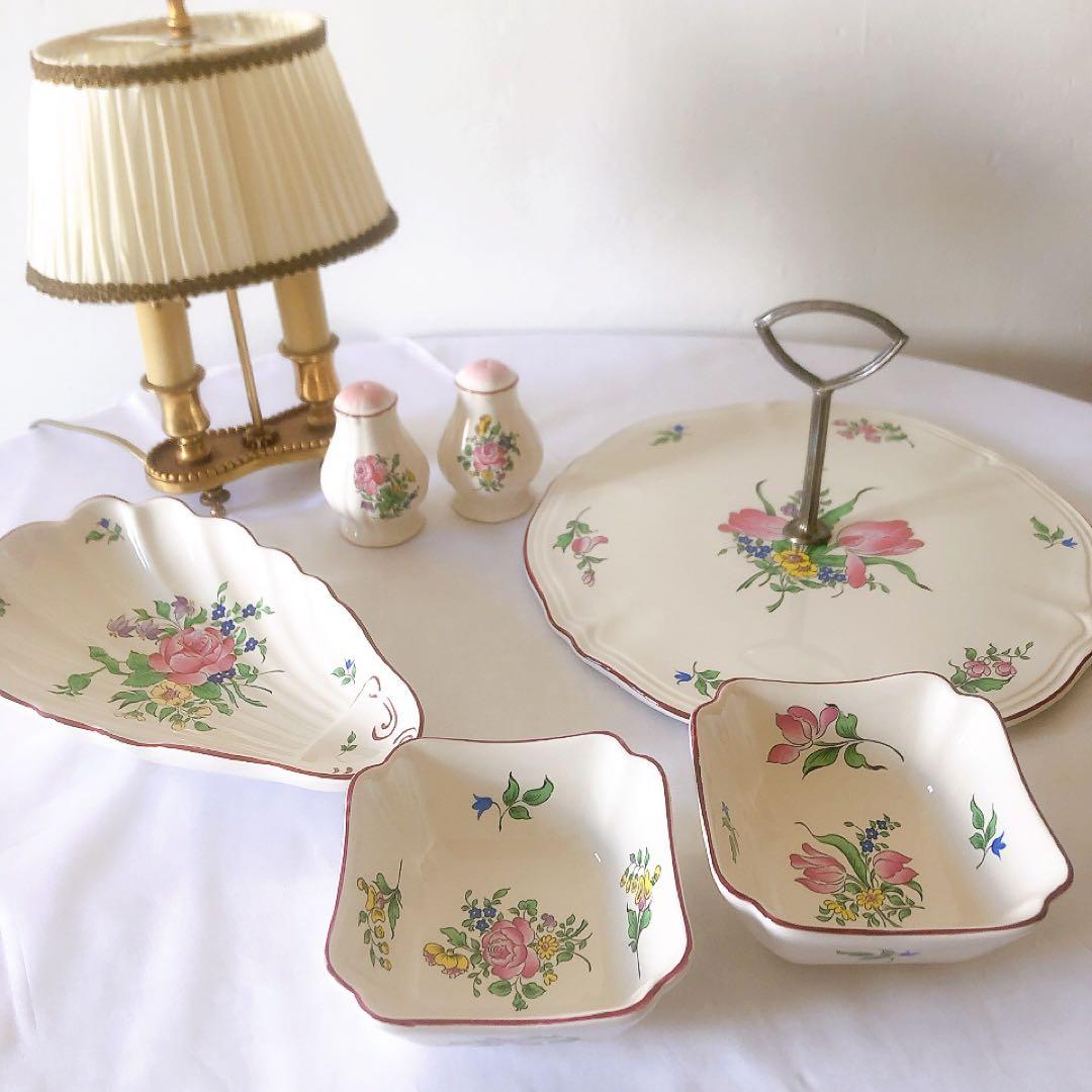 人気 リュネヴィル シェル型ラヴィエ 前菜皿ブーケ柄 フランス