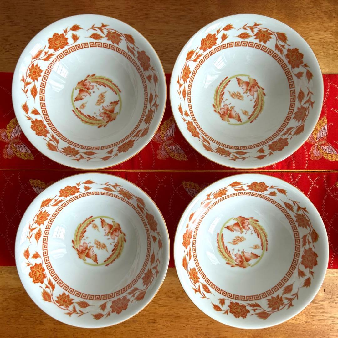 未使用品】ナルミ 鳴海 中華皿セット 鳳凰 レンゲ付ラーメン鉢・八角皿