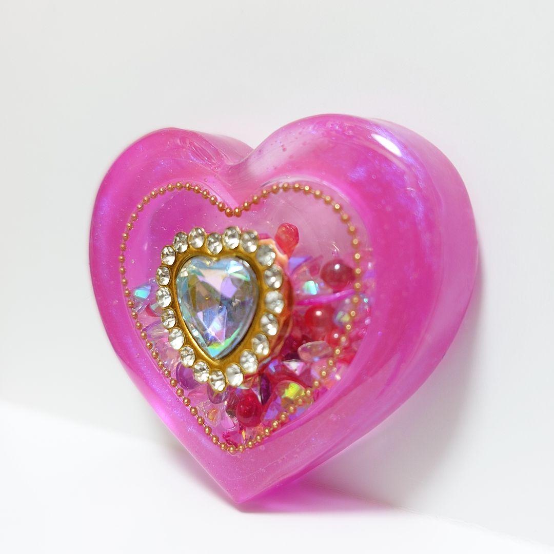 ✩.*№024 ピンクハート ハンドメイド レジン ヘアゴム ブローチ - メルカリ