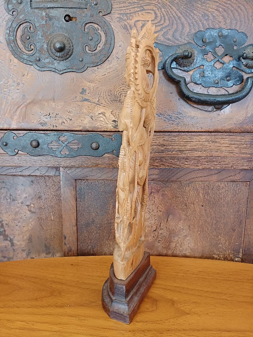 【仏像】弁財天　木彫　白檀　インド　仏教美術　骨董　アンティーク