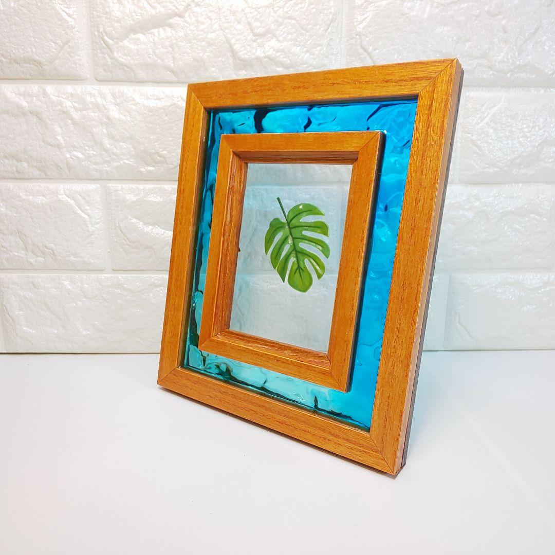 【1210】オーシャンアート　ウッドレジン　フォトフレーム　海レジン　インテリア