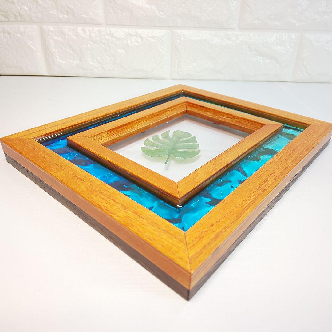 【1210】オーシャンアート　ウッドレジン　フォトフレーム　海レジン　インテリア