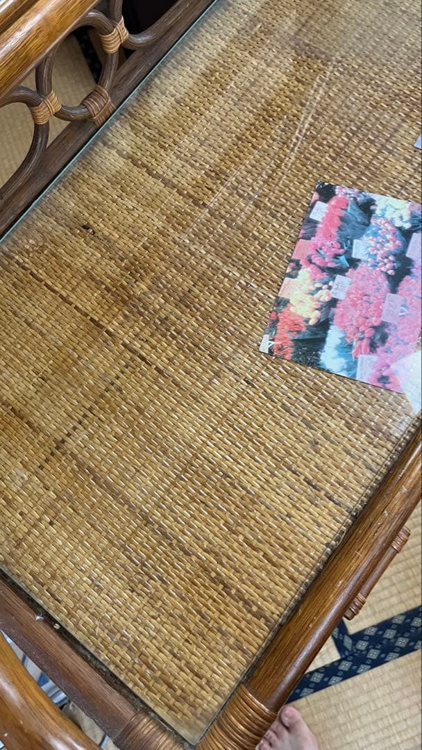 ヴィンテージラタン鏡面ドレッサー レトロunico