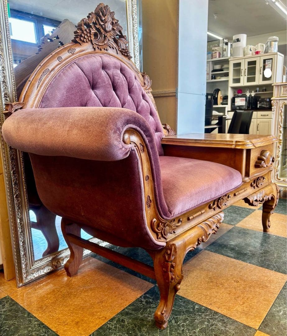 【地域限定無料配送】ソファテレフォンチェアイタリア猫脚アンティーク