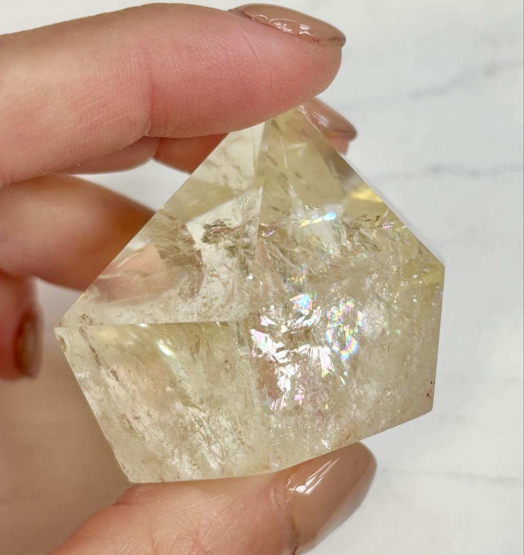 《非加熱・レインボー希少》ナチュラルシトリン　ダイヤカット＊高透明度　多面カット