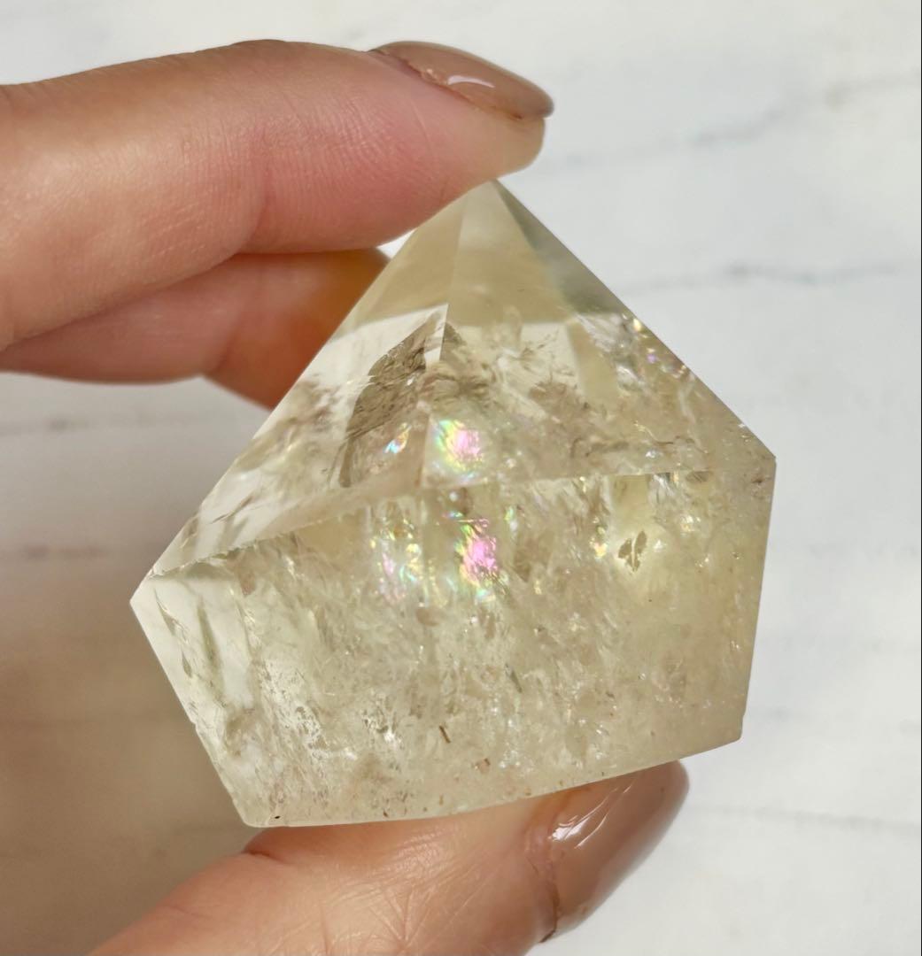 《非加熱・レインボー希少》ナチュラルシトリン　ダイヤカット＊高透明度　多面カット