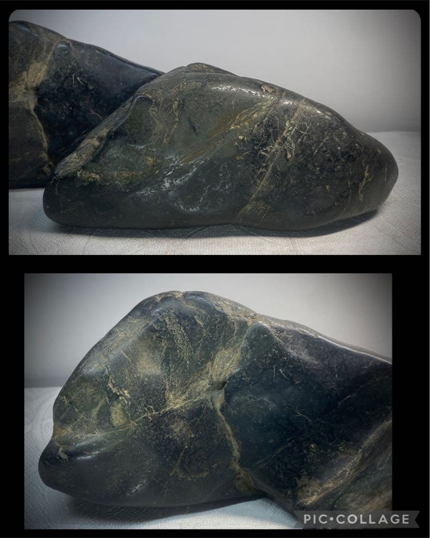 6244 名石 北上川石 ウブ 銘 二子山 水石 盆石 盆栽 骨董 アンティーク