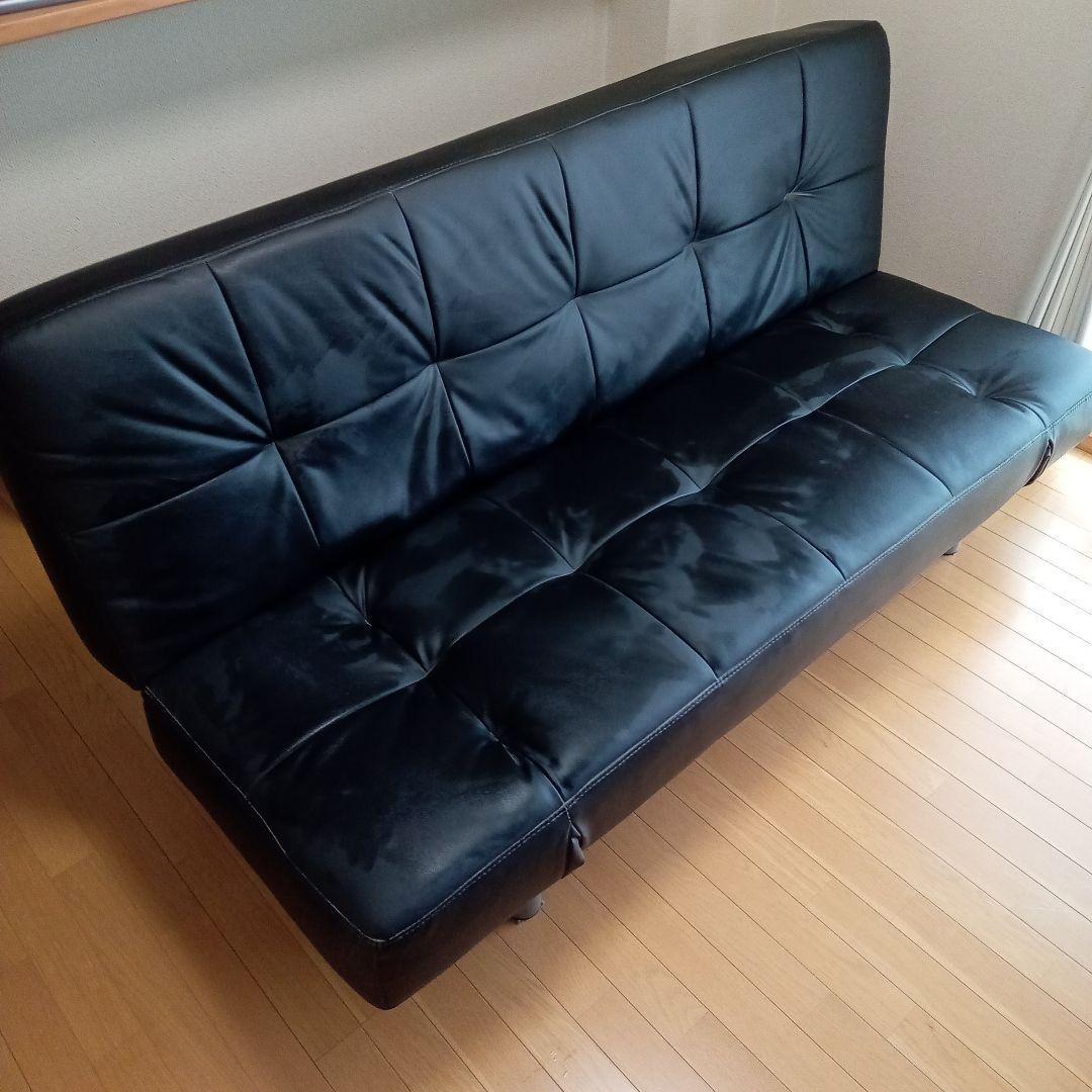 ニトリ ソファベッド (Nシールド マークスAM BK) ブラック