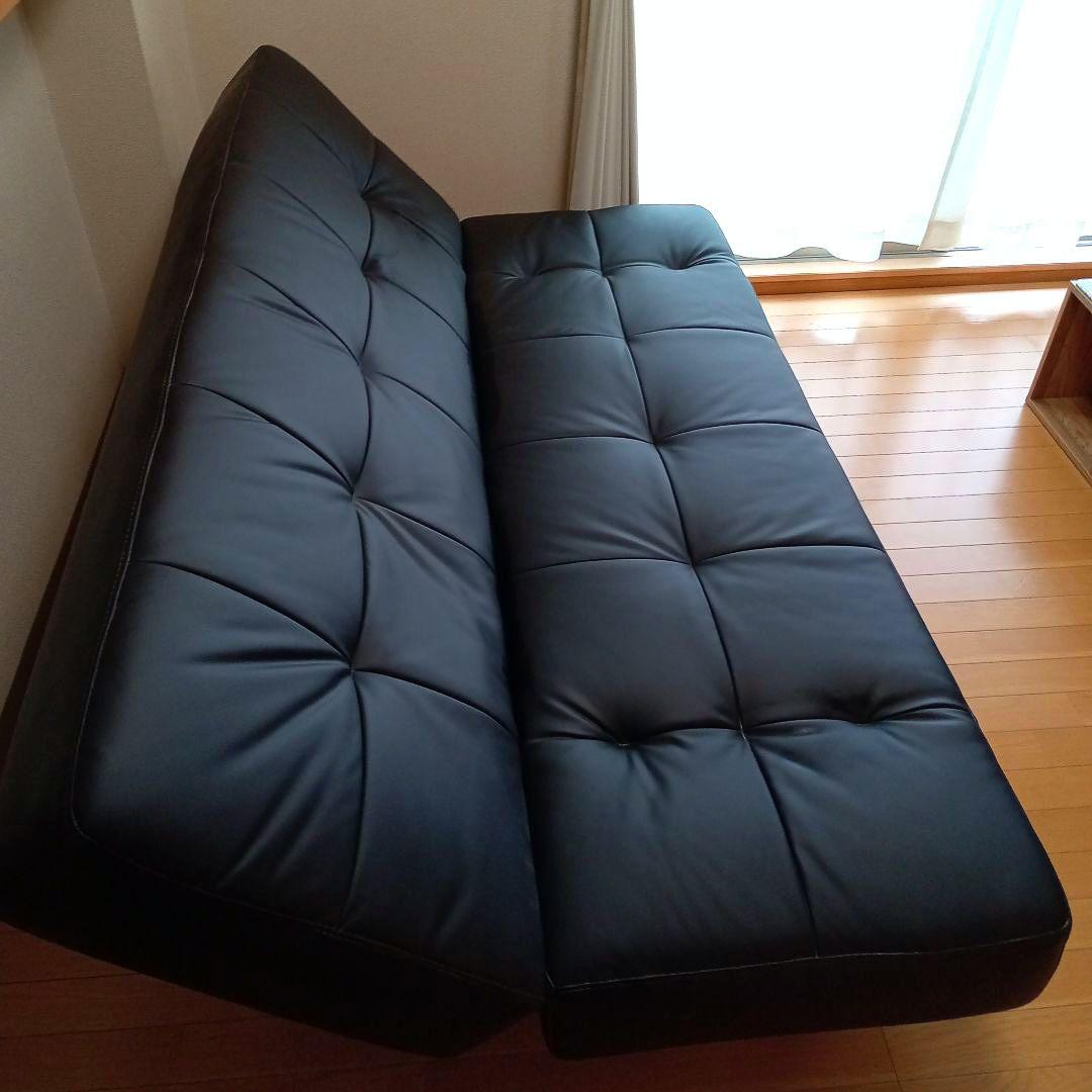 ニトリ ソファベッド (Nシールド マークスAM BK) ブラック