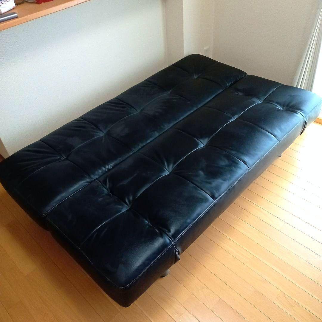 ニトリ ソファベッド (Nシールド マークスAM BK) ブラック