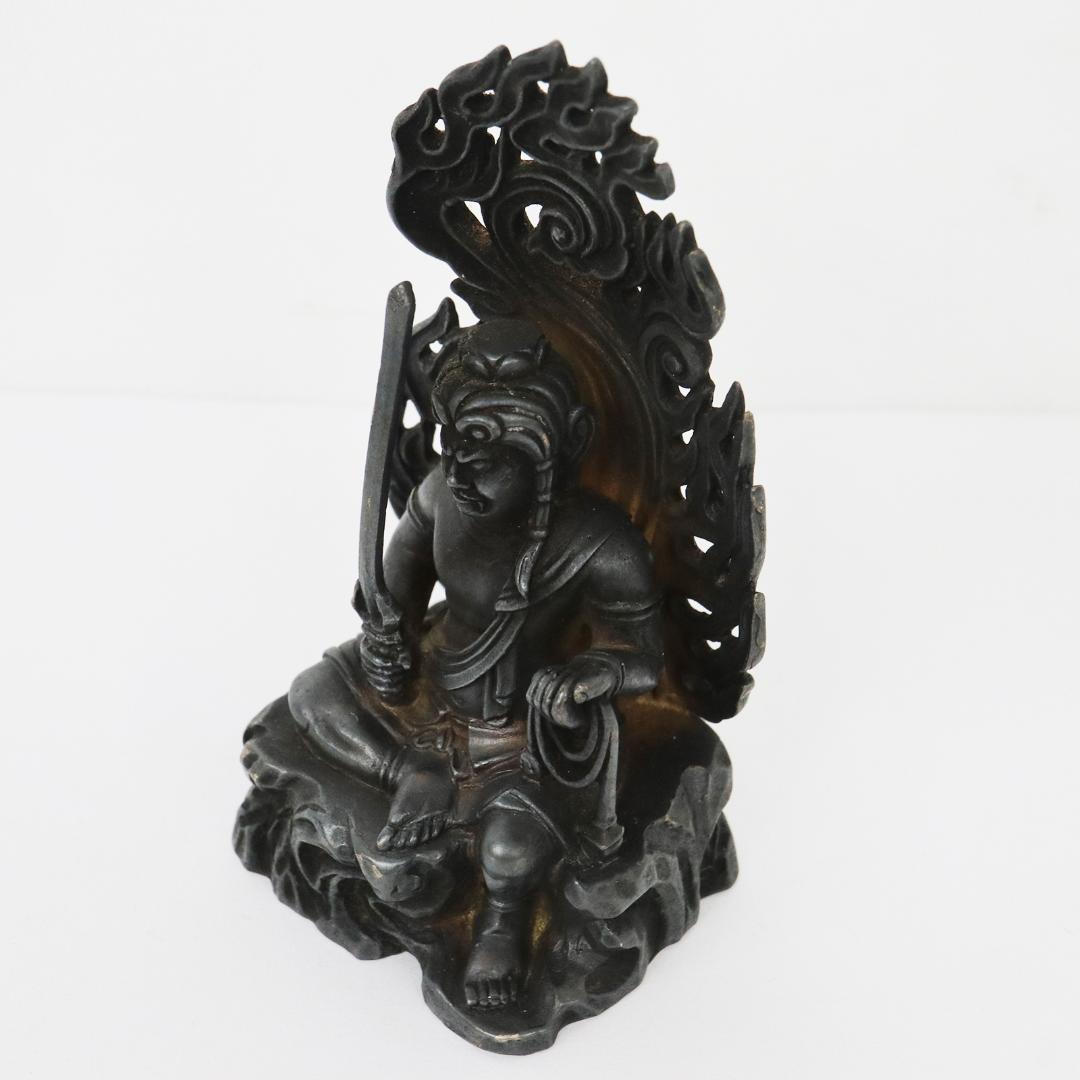 仏教美術 名工 鈴木信春 銀900刻印 不動明王像 106.4g