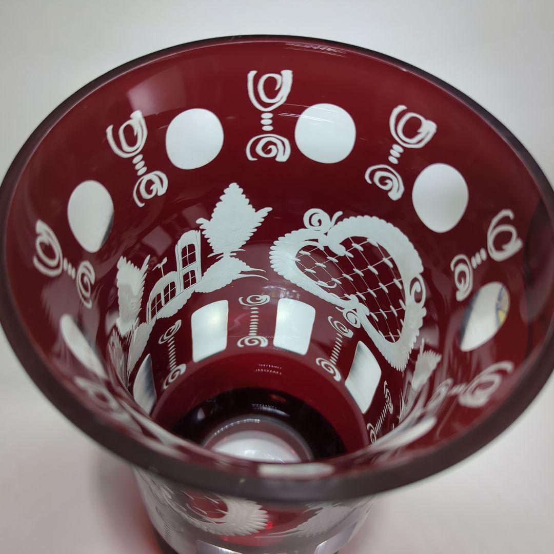 EGERMANN】ボヘミア 花瓶 フラワーベース エーゲルマンレッド チェコ製