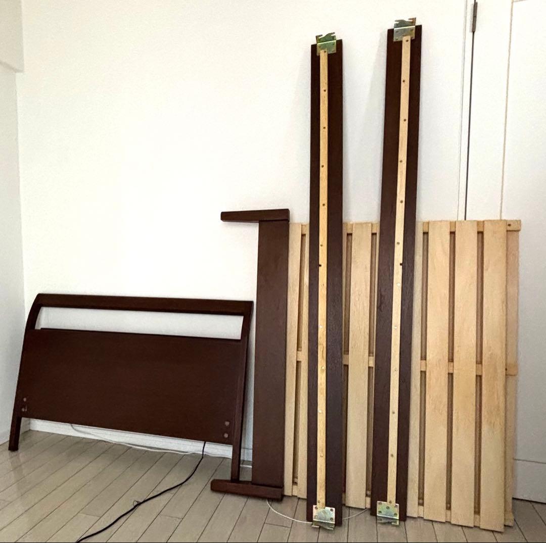 関家具 セミダブル ベッドフレーム 宮棚付き コンセント2口 すのこ 木製