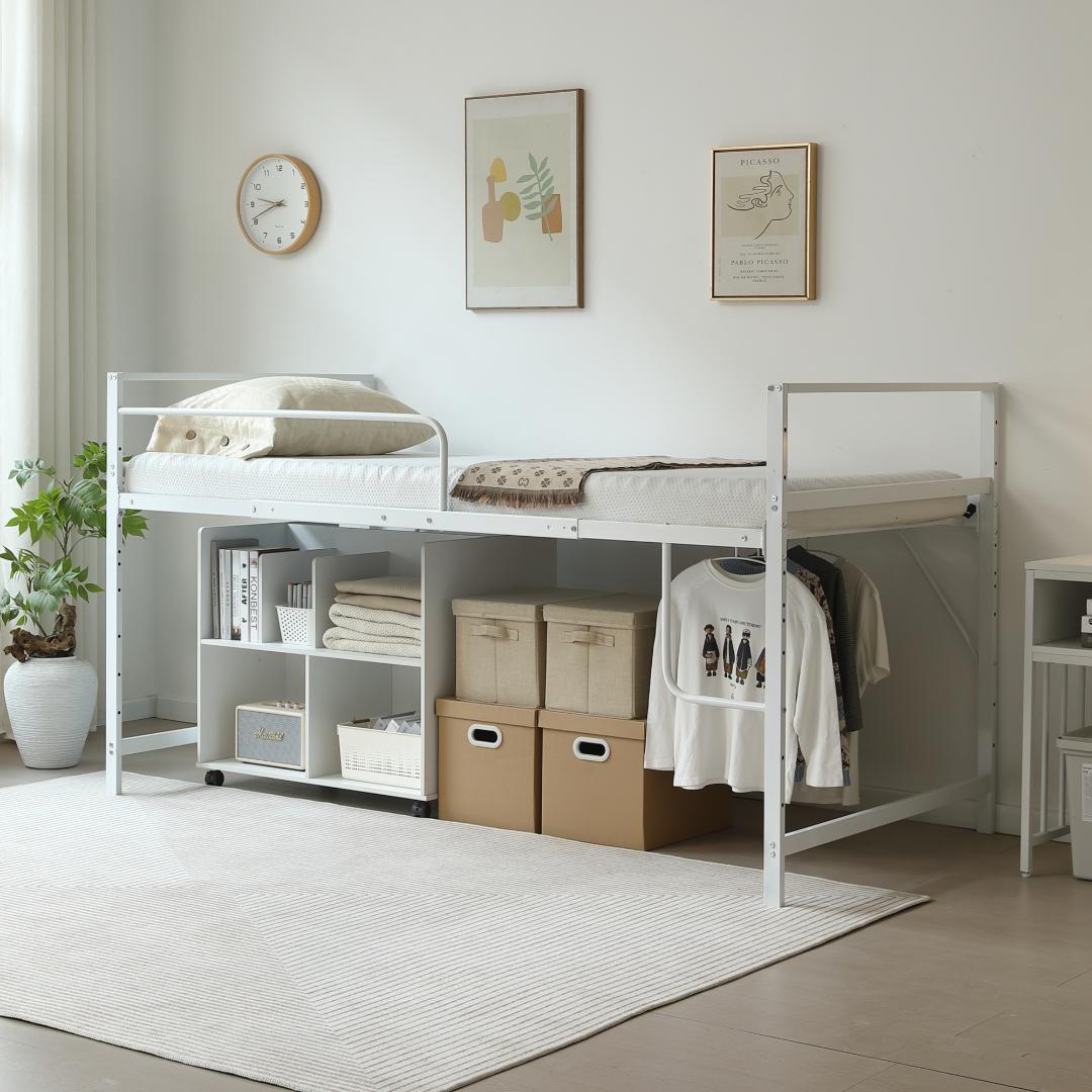 超人気✨！【高さ110cm】ロフトベッド 収納 北欧風 一人暮らしWHITE