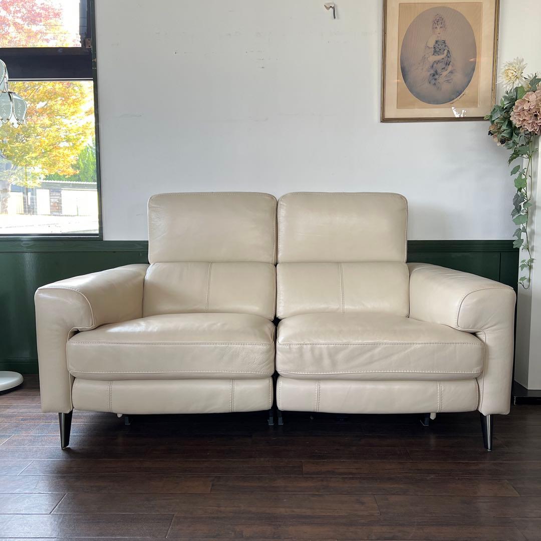 k073 くつろぎの電動リクライニングソファ 2人掛け 左右セット アイボリー