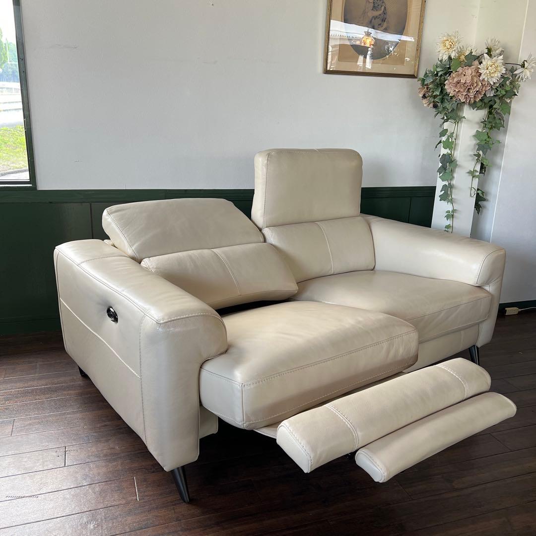 k073 くつろぎの電動リクライニングソファ 2人掛け 左右セット アイボリー