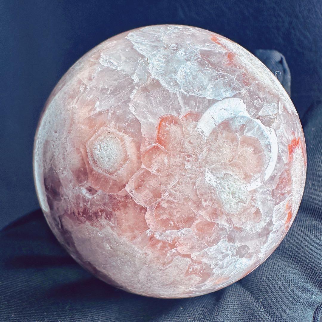 絶品☆爆アレ❗️キラキラ☆桜瑪瑙共生 ピンクアメジスト スフィア 丸玉A1173