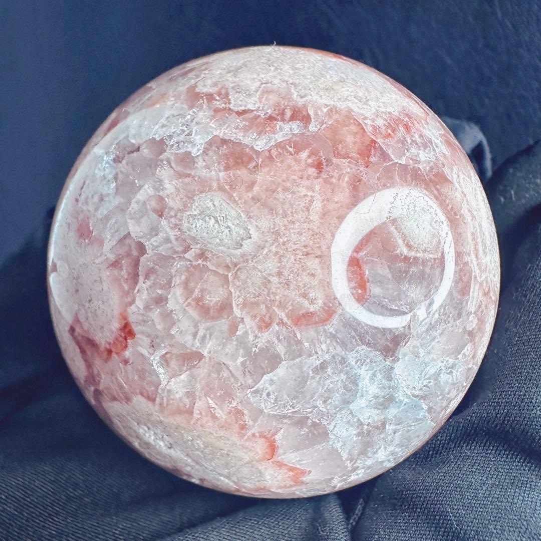 絶品☆爆アレ❗️キラキラ☆桜瑪瑙共生 ピンクアメジスト スフィア 丸玉A1173