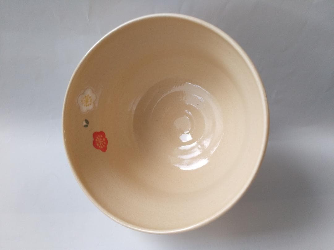 龍喜窯 今城美峰 作 色絵 牛と梅 茶碗 前大徳 橋本紹尚書付 共箱 共布 新品