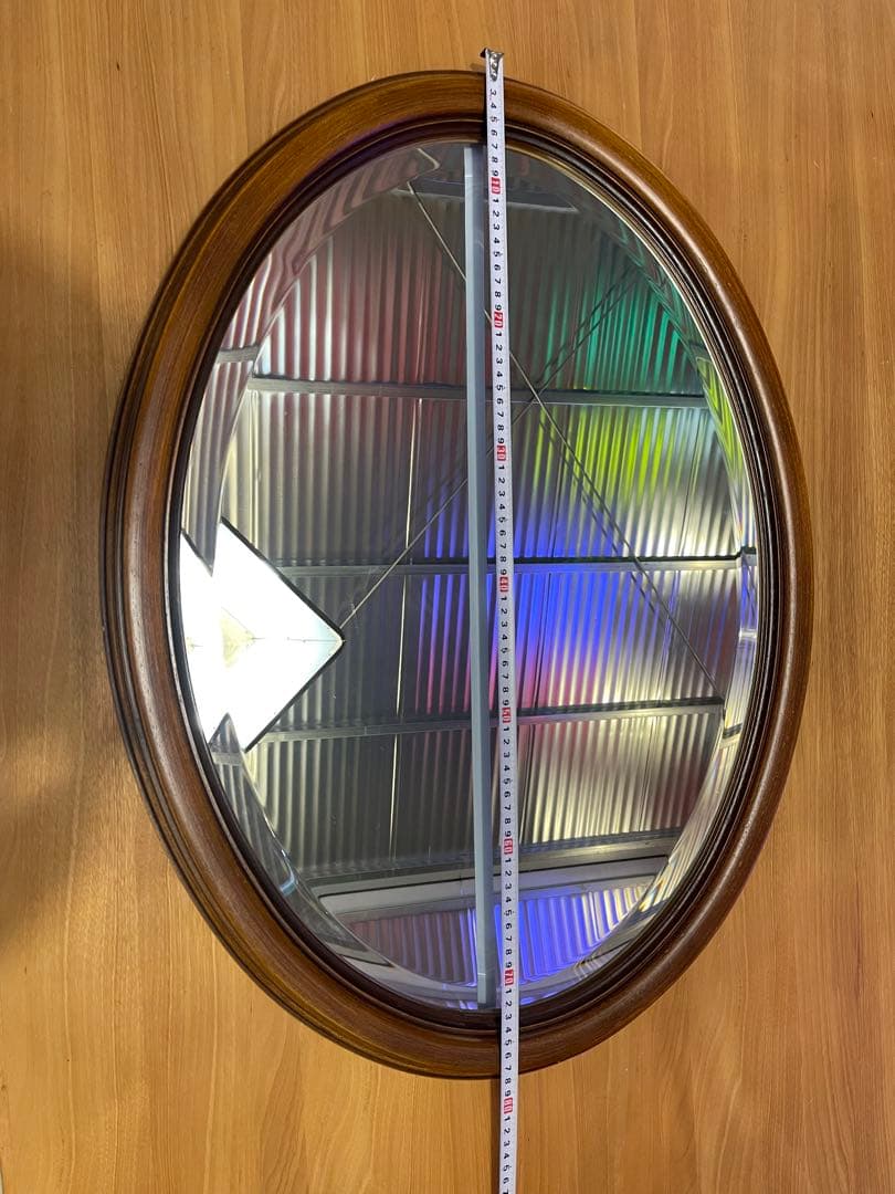 オーバルミラー　イタリア製 木製フレーム 楕円形ウォールミラー