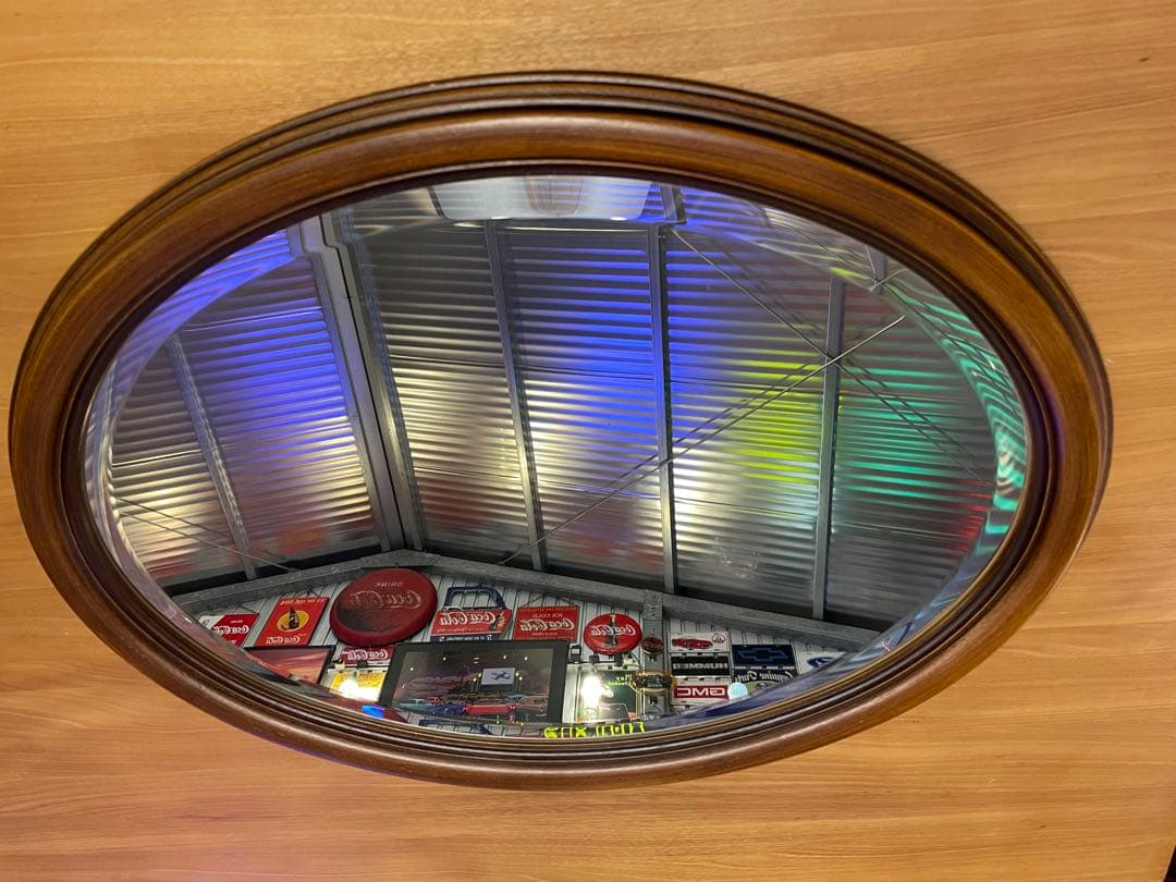 オーバルミラー　イタリア製 木製フレーム 楕円形ウォールミラー