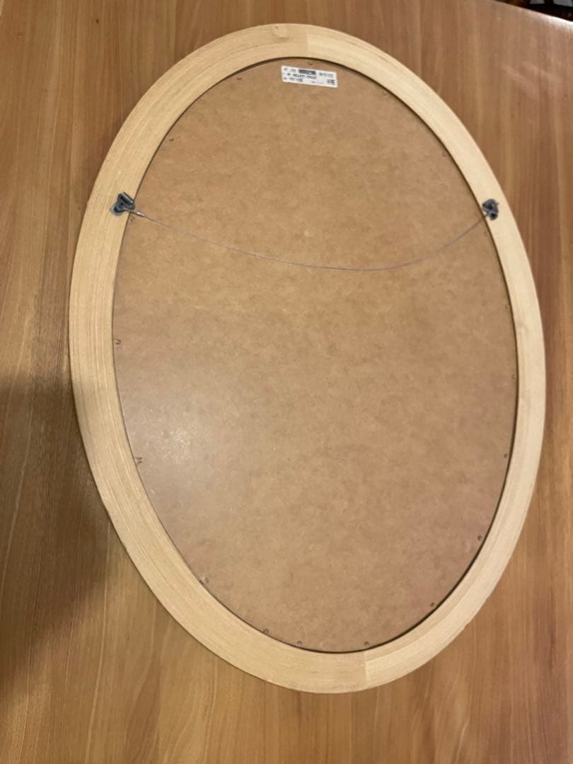 オーバルミラー　イタリア製 木製フレーム 楕円形ウォールミラー