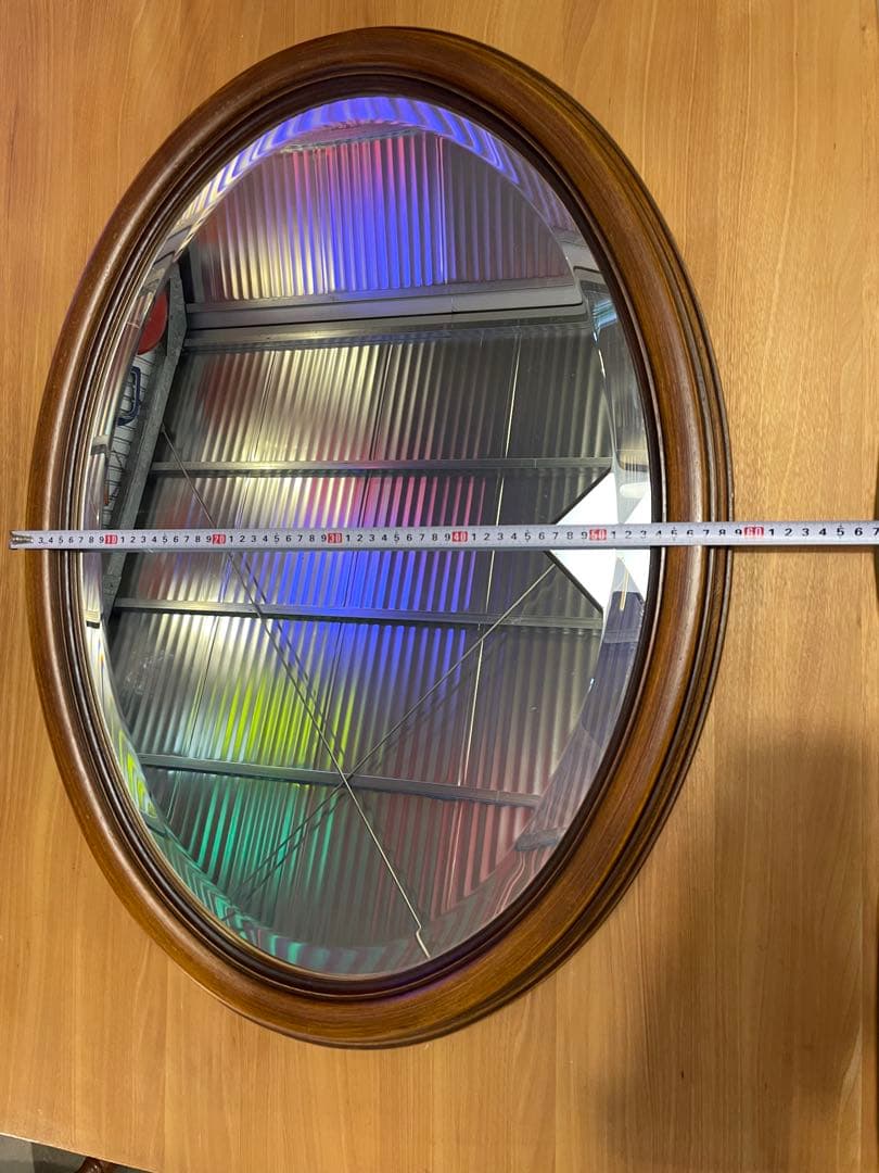 オーバルミラー　イタリア製 木製フレーム 楕円形ウォールミラー