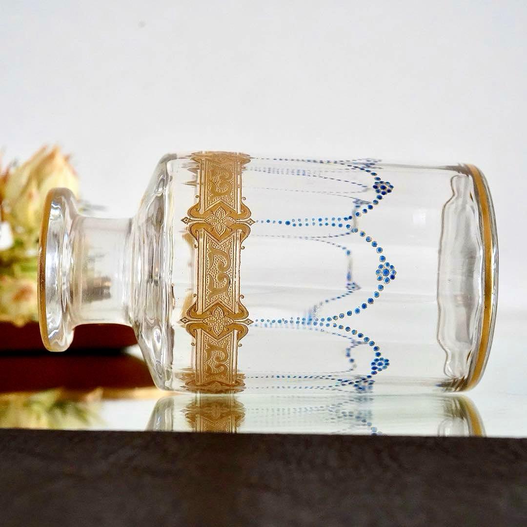 オールドバカラ 金彩×青エナメル彩 香水瓶L☆シュヴァリエ作品 BACCARAT