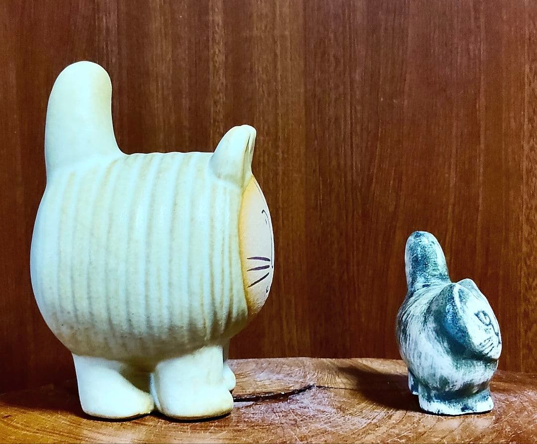 リサラーソン ミアミニ ネイビー＆イエロー 北欧 座布団付き