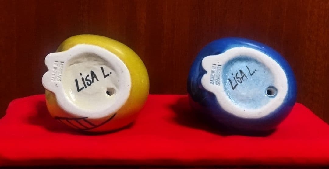 リサラーソン ミアミニ ネイビー＆イエロー 北欧 座布団付き