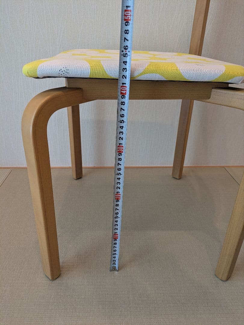 天童木工】スタッキングチェア 2脚 座面張替 ハンドメイド 幾何学模様