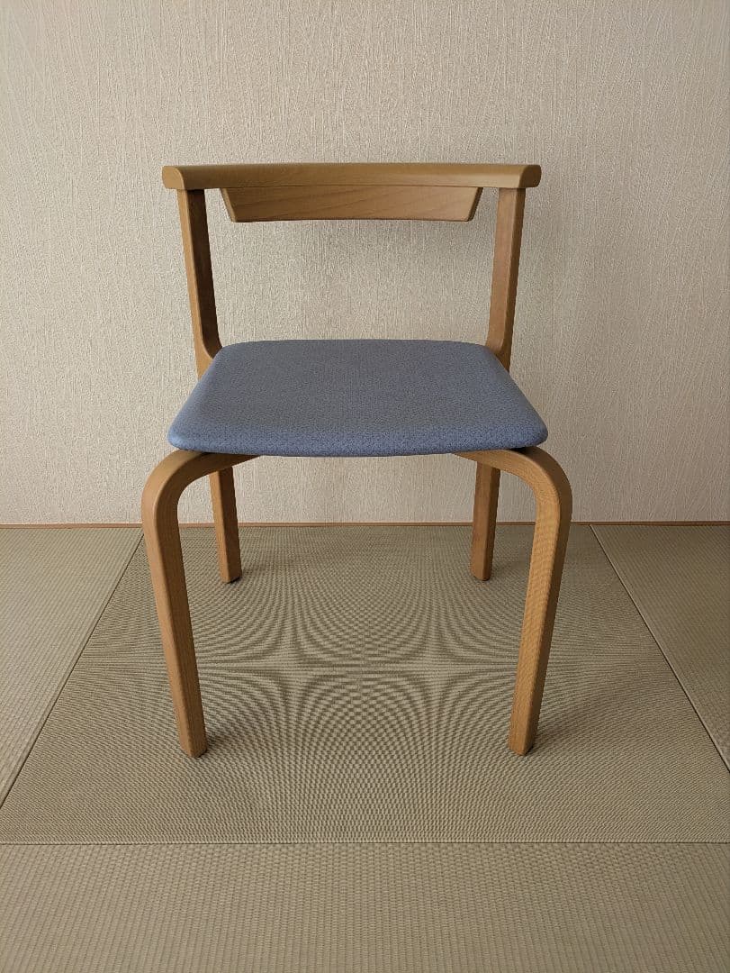 天童木工】スタッキングチェア 2脚 座面張替 ハンドメイド 幾何学模様