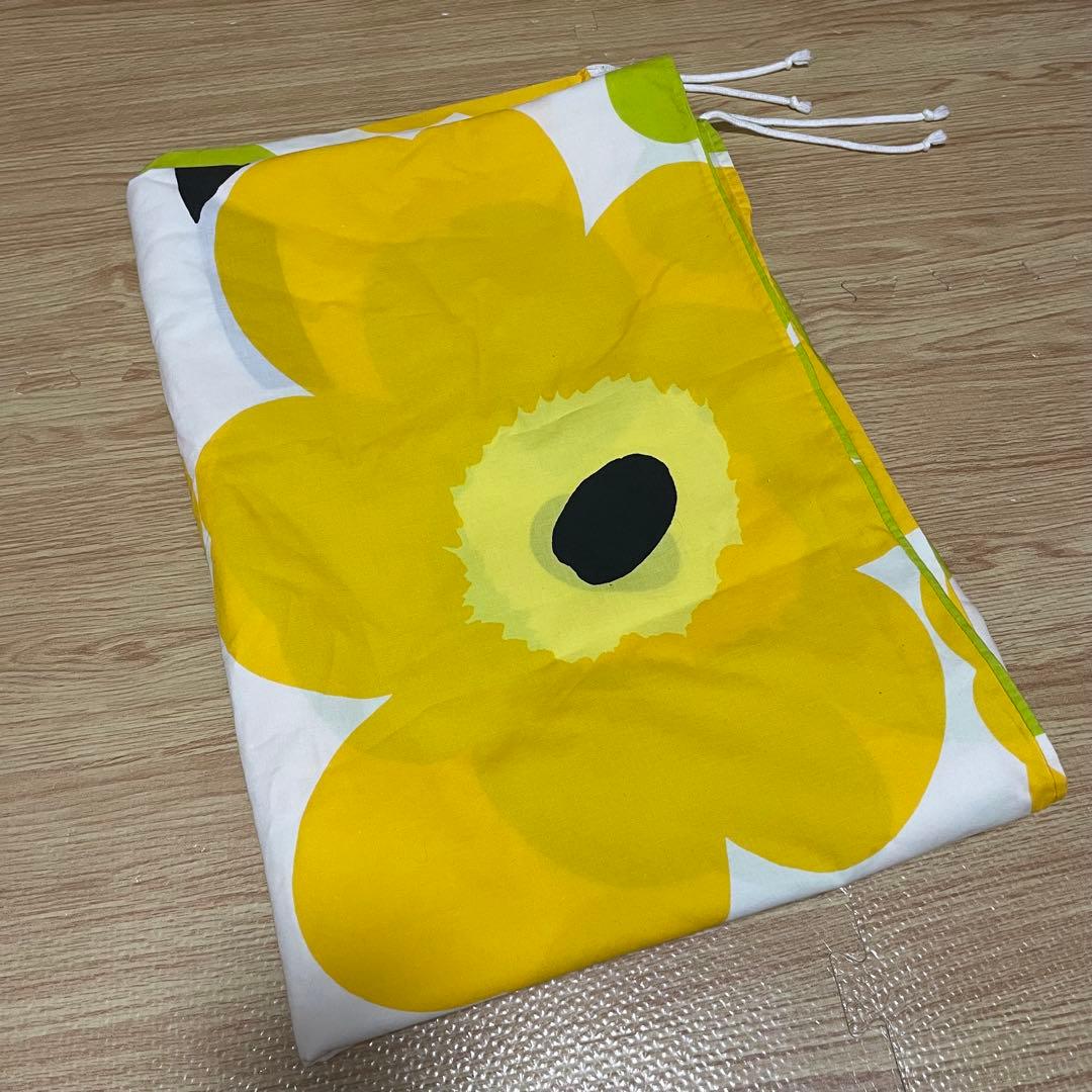 マリメッコ Unikko 掛け布団カバー　シングル　黄色　デュべカバー