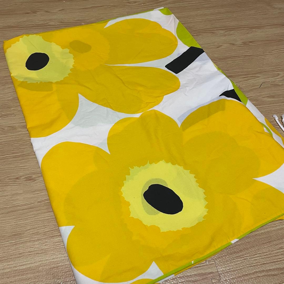 マリメッコ Unikko 掛け布団カバー　シングル　黄色　デュべカバー